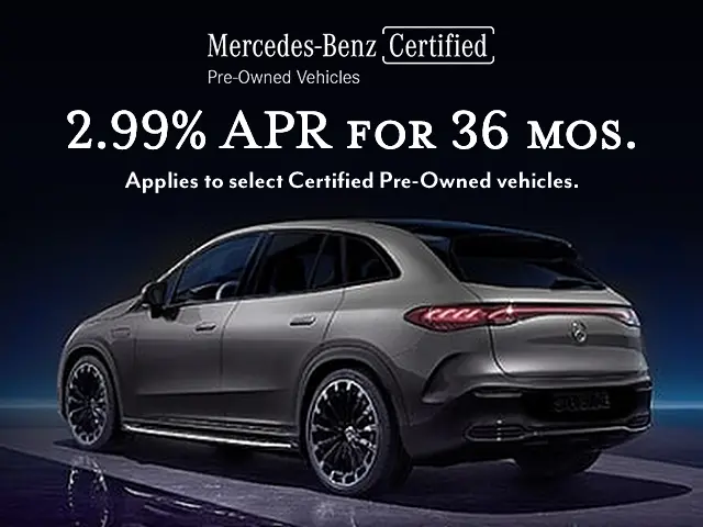 2.99% APR for 36 Months on 2023–2025 Certified Pre-Owned EQB, EQE & EQS