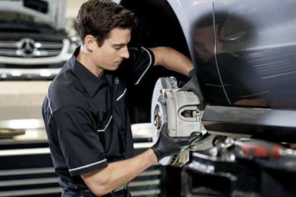 Mercedes-Benz vehicle being serviced in the express bay