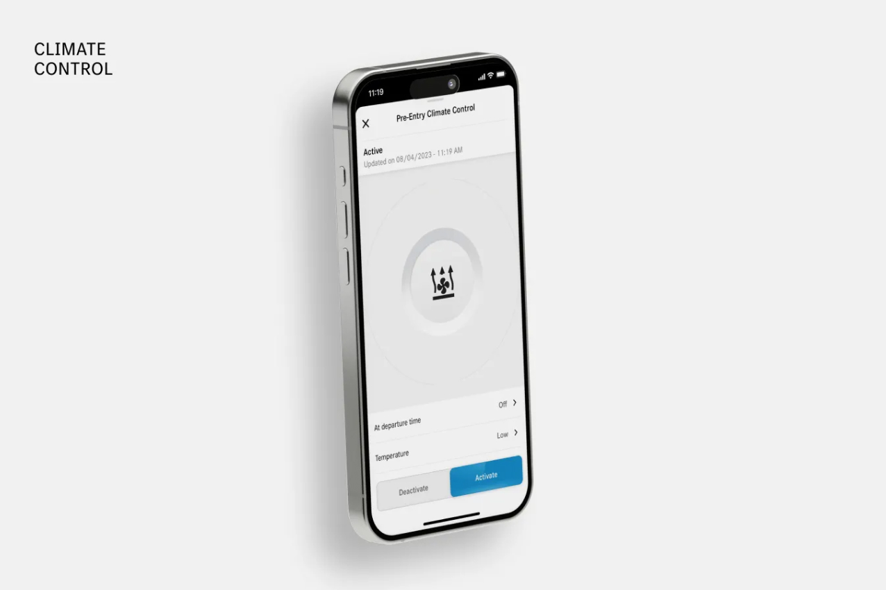 Smartphone showing Pre-Entry Climate Control