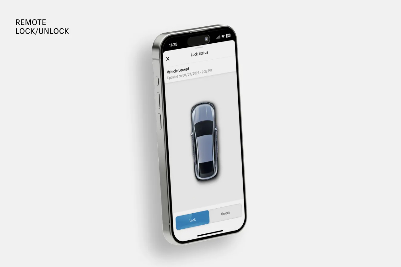 Smartphone showing remote lock and unlock