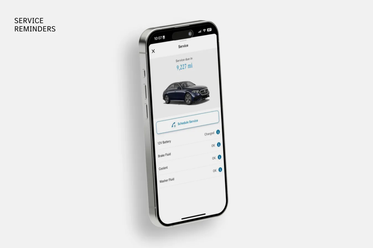 Smartphone showing service reminders and scheduling